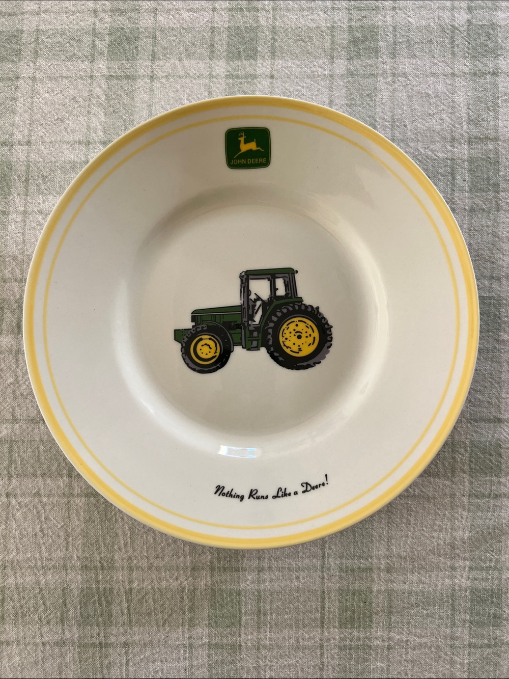 John Deere Green & Yellow Tractor Ceramic Salad Plate